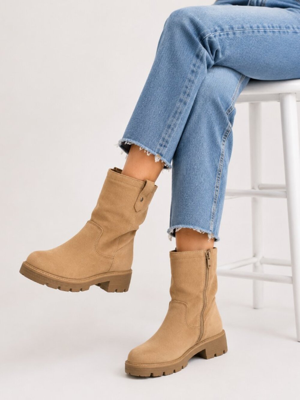 White Mountain Glean Women's Beachwood Suede Mid Calf Boots US 6 W NIB